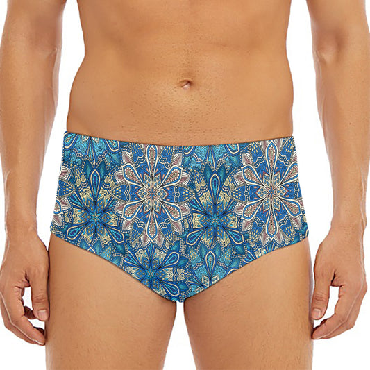 Boho Chic Mandala Floral Print Men's Triangle Swim Briefs
