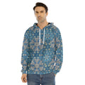 Boho Chic Mandala Floral Print Men's Velvet Pullover Hoodie