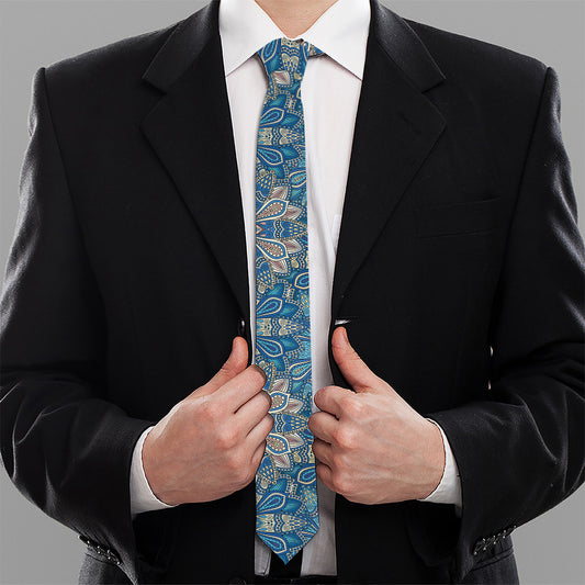 Boho Chic Mandala Floral Print Necktie