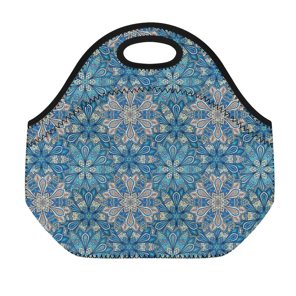 Boho Chic Mandala Floral Print Neoprene Lunch Bag