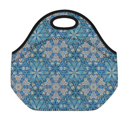 Boho Chic Mandala Floral Print Neoprene Lunch Bag