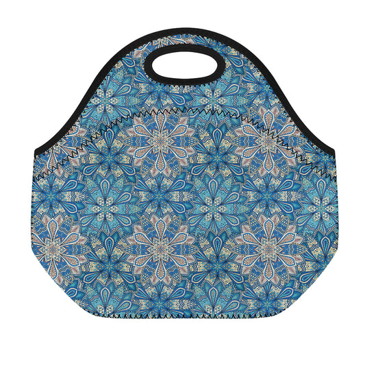 Boho Chic Mandala Floral Print Neoprene Lunch Bag