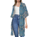 Boho Chic Mandala Floral Print Open Front Beach Cover Up