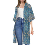 Boho Chic Mandala Floral Print Open Front Beach Cover Up