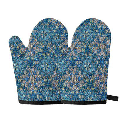 Boho Chic Mandala Floral Print Oven Mitts