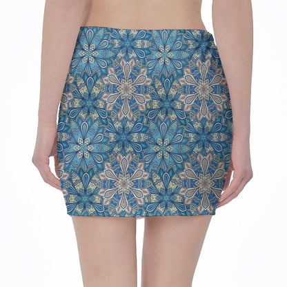 Boho Chic Mandala Floral Print Pencil Mini Skirt