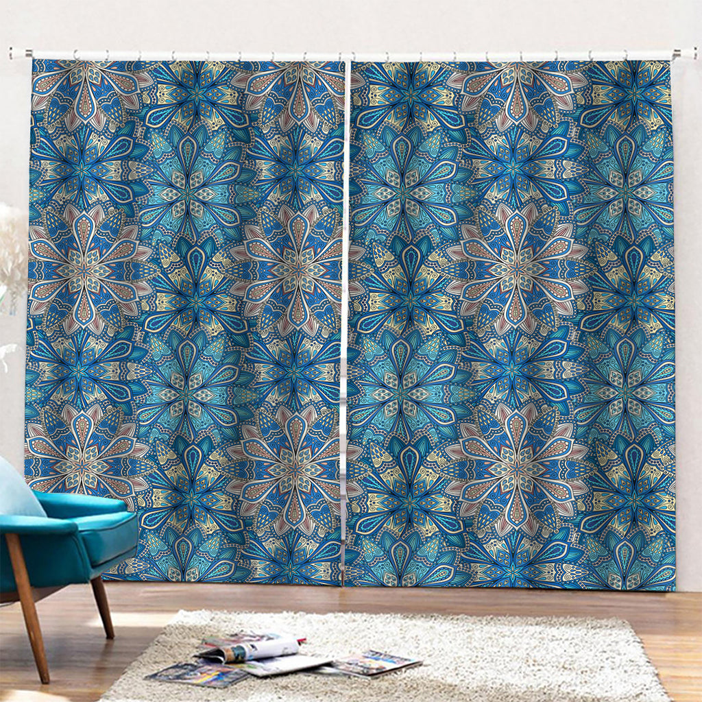 Boho Chic Mandala Floral Print Pencil Pleat Curtains