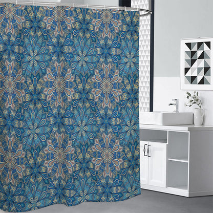 Boho Chic Mandala Floral Print Premium Shower Curtain