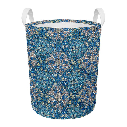 Boho Chic Mandala Floral Print Round Laundry Basket