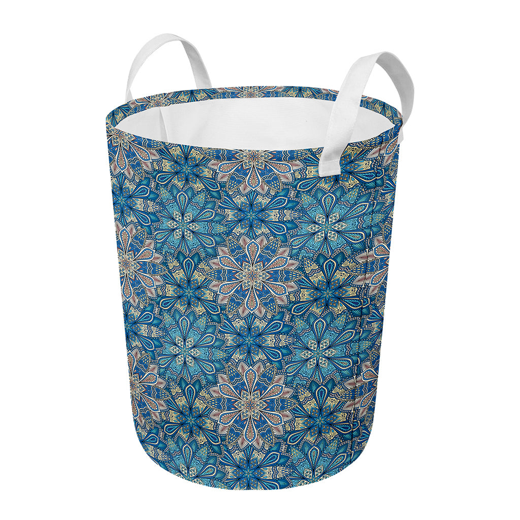 Boho Chic Mandala Floral Print Round Laundry Basket