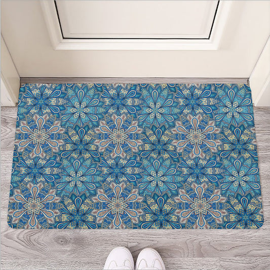 Boho Chic Mandala Floral Print Rubber Doormat