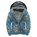 Boho Chic Mandala Floral Print Sherpa Lined Zip Up Hoodie