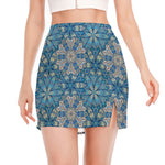 Boho Chic Mandala Floral Print Side Slit Mini Skirt