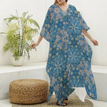 Boho Chic Mandala Floral Print Silk V-Neck Kaftan Dress