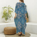 Boho Chic Mandala Floral Print Silk V-Neck Kaftan Dress