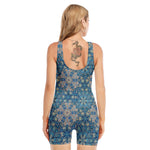 Boho Chic Mandala Floral Print Sleeveless One Piece Swimsuit