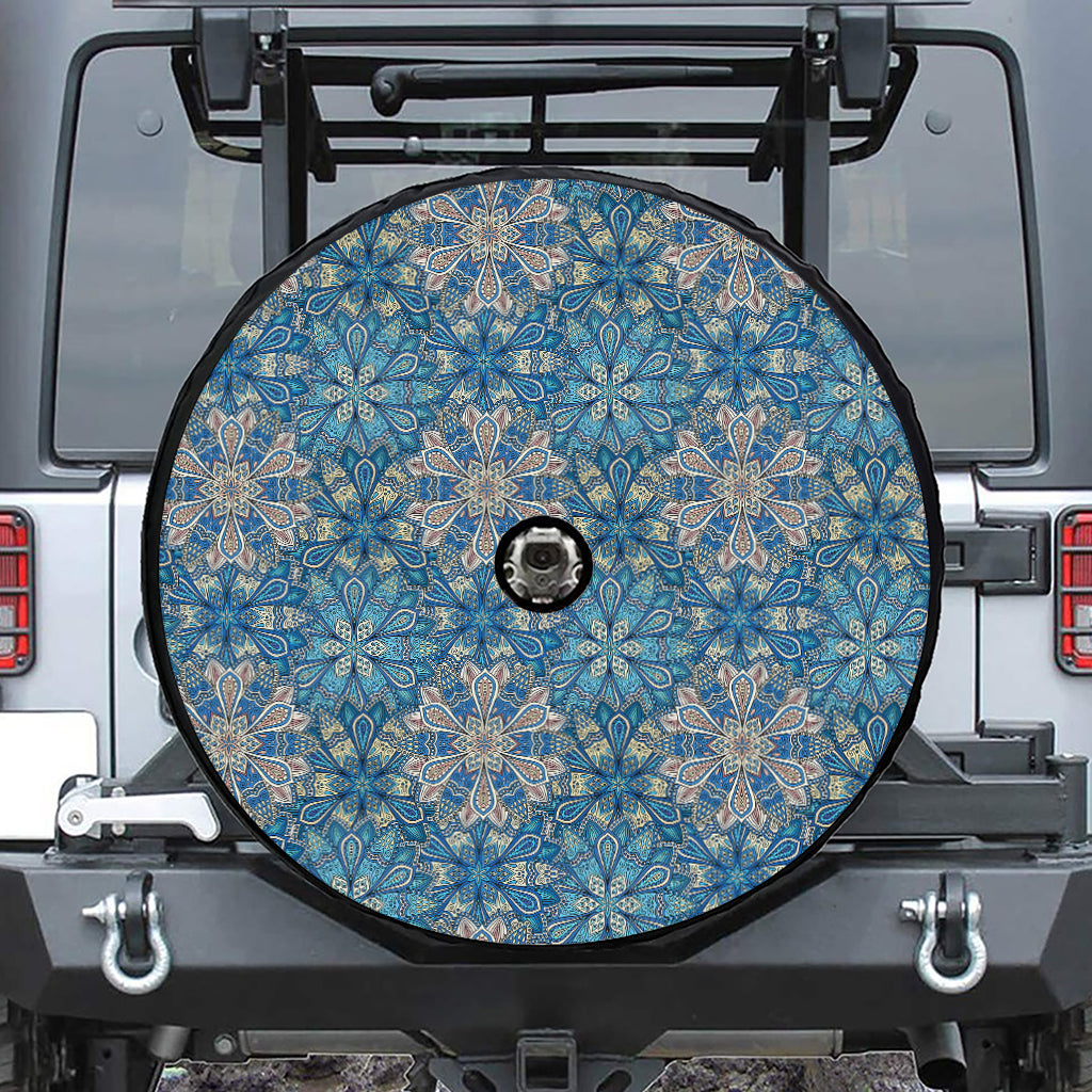Boho Chic Mandala Floral Print Tire Cover With Camera Hole
