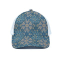 Boho Chic Mandala Floral Print White Mesh Trucker Hat