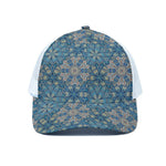 Boho Chic Mandala Floral Print White Mesh Trucker Cap