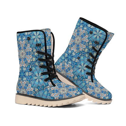 Boho Chic Mandala Floral Print Winter Boots