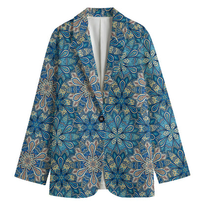 Boho Chic Mandala Floral Print Women's Cotton Blazer