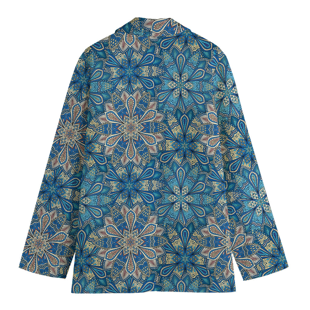 Boho Chic Mandala Floral Print Women's Cotton Blazer