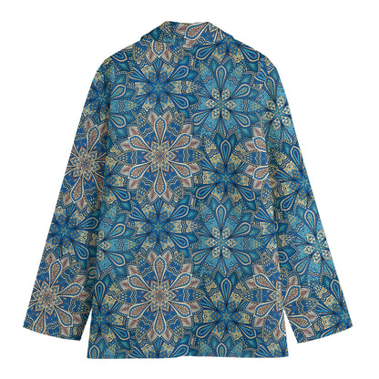 Boho Chic Mandala Floral Print Women's Cotton Blazer