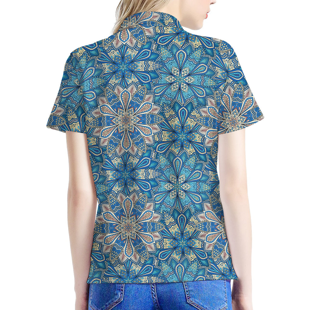 Boho Chic Mandala Floral Print Women's Polo Shirt