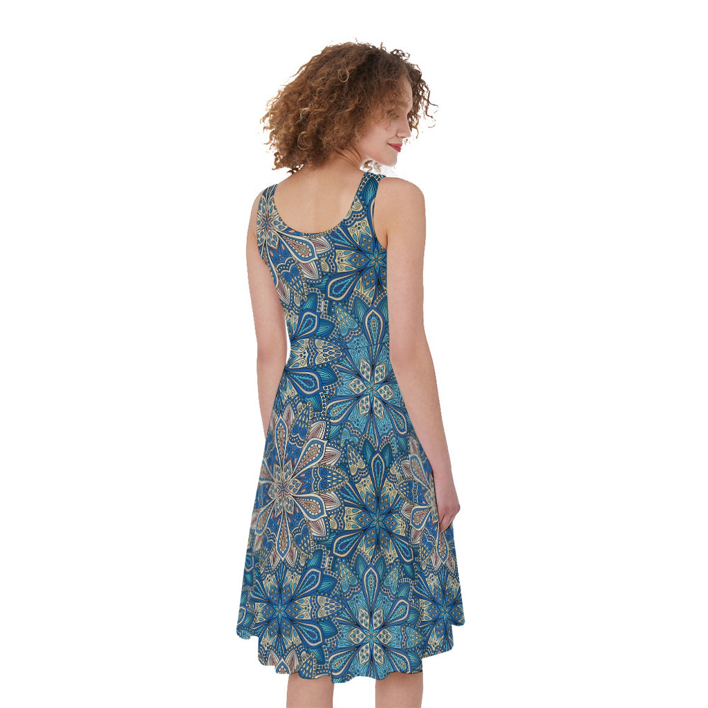 Boho Chic Mandala Floral Print Women's Sleeveless Dress