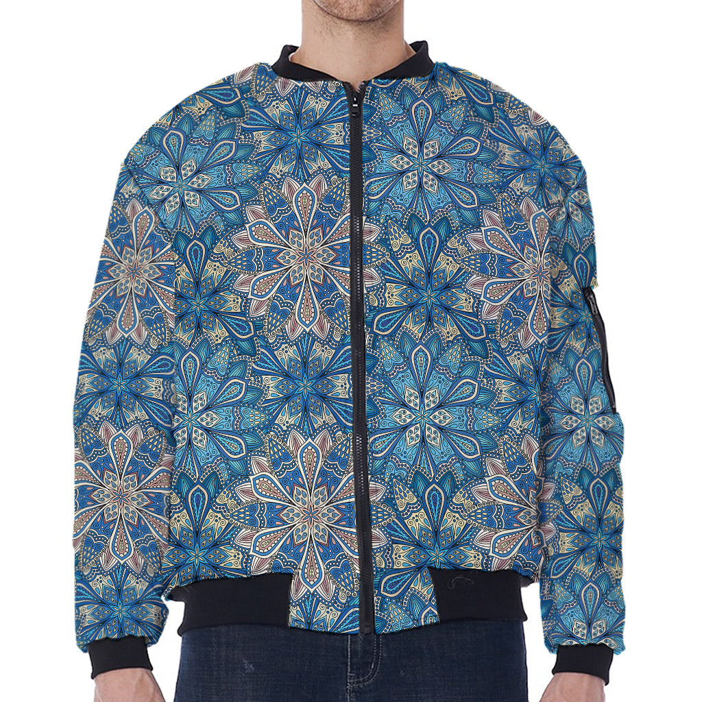 Boho Chic Mandala Floral Print Zip Sleeve Bomber Jacket