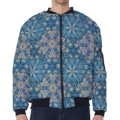 Boho Chic Mandala Floral Print Zip Sleeve Bomber Jacket