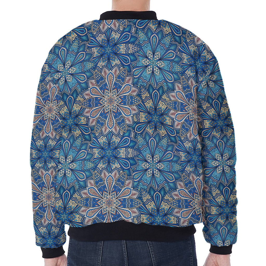 Boho Chic Mandala Floral Print Zip Sleeve Bomber Jacket