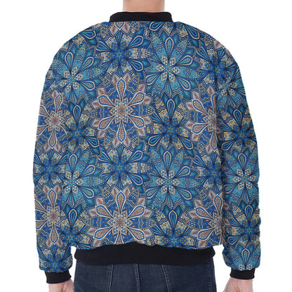 Boho Chic Mandala Floral Print Zip Sleeve Bomber Jacket