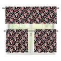 Boho Deer Skull Pattern Print 3 Piece Kitchen Curtains