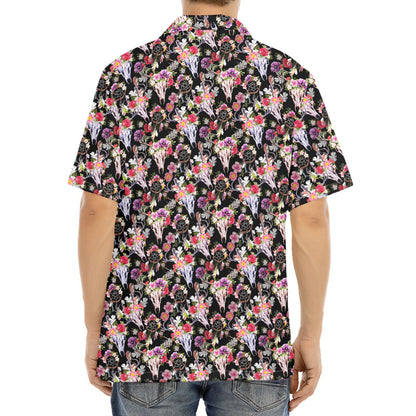 Boho Deer Skull Pattern Print Aloha Shirt