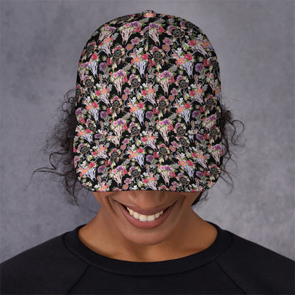 Boho Deer Skull Pattern Print Baseball Cap