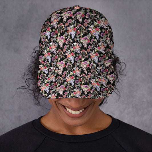 Boho Deer Skull Pattern Print Baseball Cap