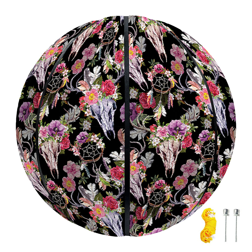 Boho Deer Skull Pattern Print Basketball
