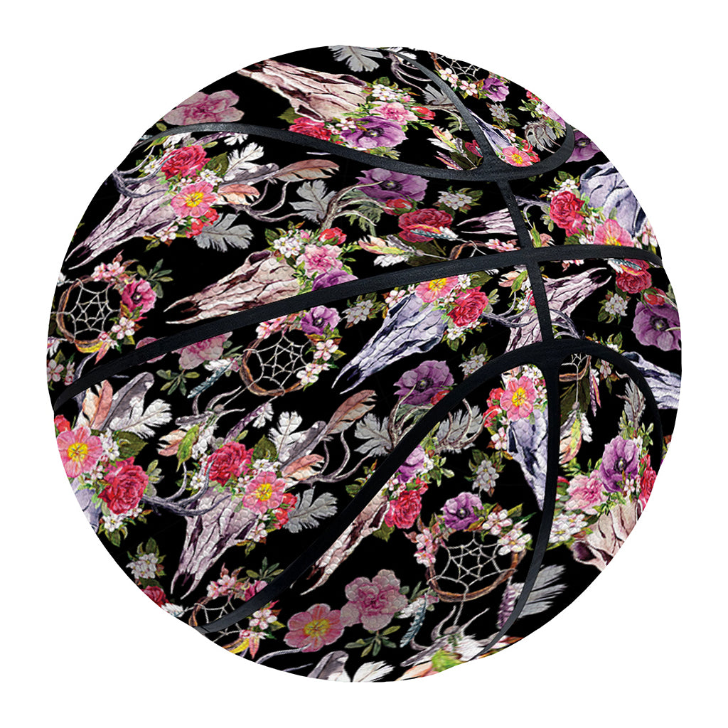 Boho Deer Skull Pattern Print Basketball