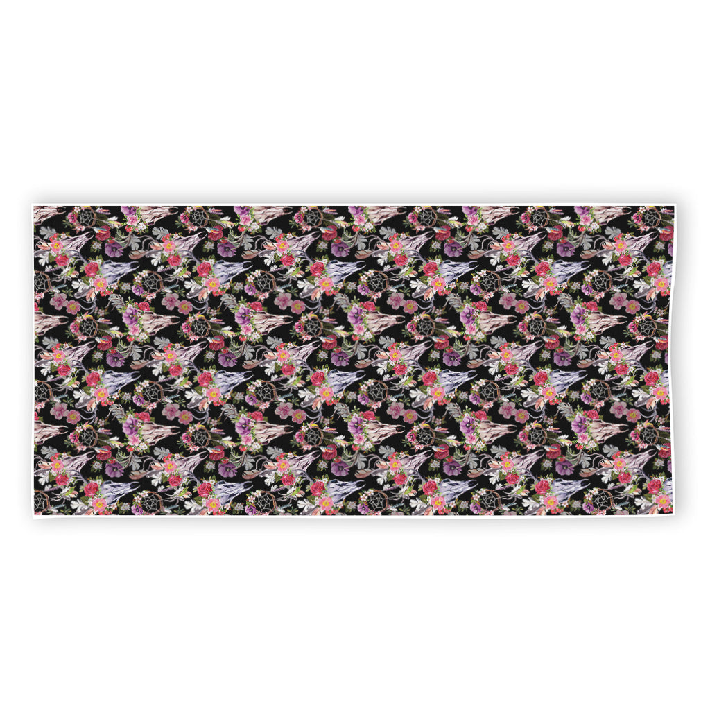 Boho Deer Skull Pattern Print Beach Towel
