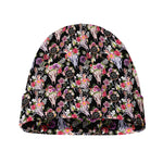 Boho Deer Skull Pattern Print Beanie