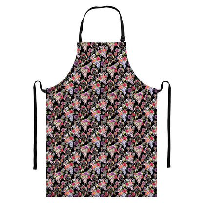 Boho Deer Skull Pattern Print Bib Apron With Pocket