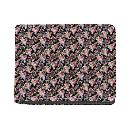 Boho Deer Skull Pattern Print Bifold Wallet