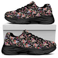 Boho Deer Skull Pattern Print Black Chunky Shoes