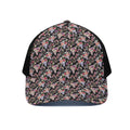 Boho Deer Skull Pattern Print Black Mesh Trucker Hat