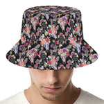 Boho Deer Skull Pattern Print Bucket Hat