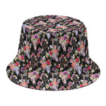 Boho Deer Skull Pattern Print Bucket Hat