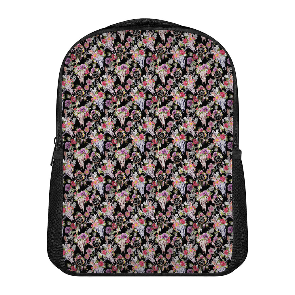 Boho Deer Skull Pattern Print Casual Backpack