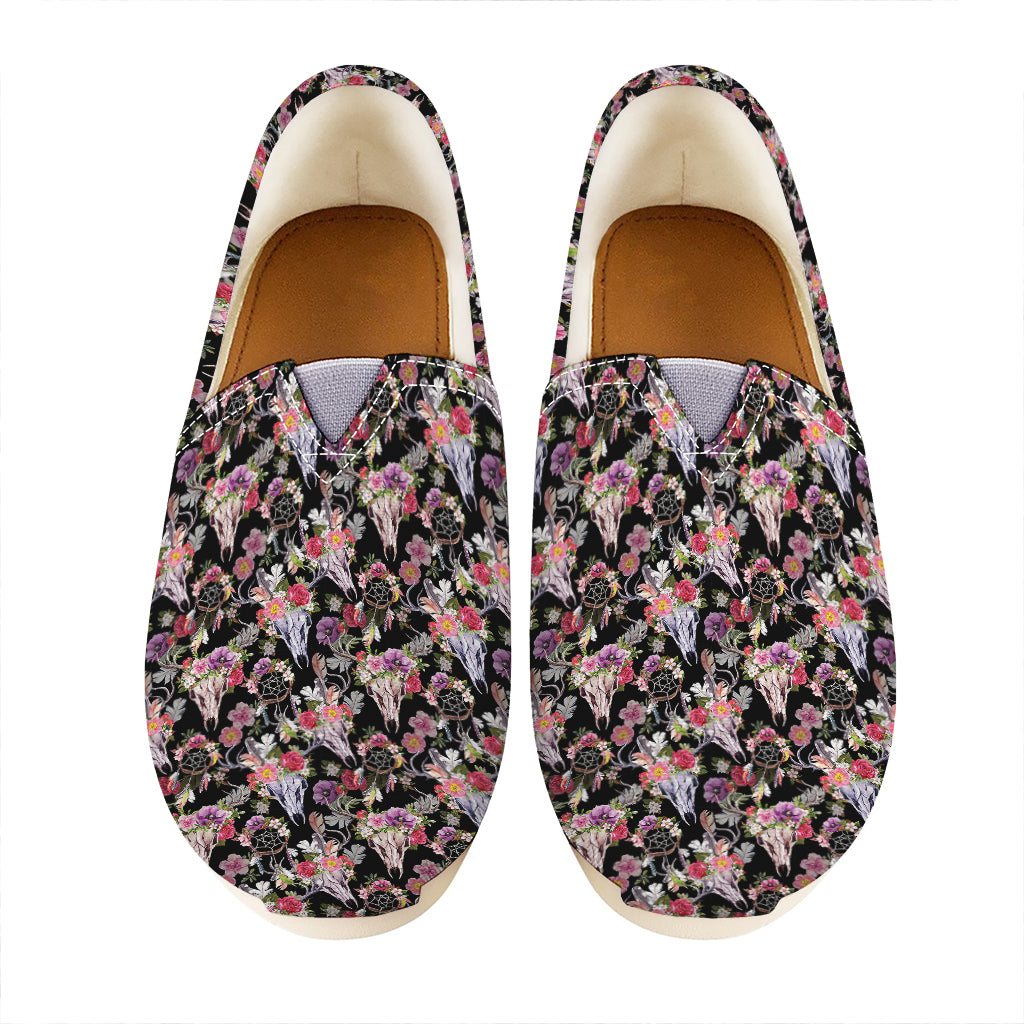 Boho Deer Skull Pattern Print Casual Shoes