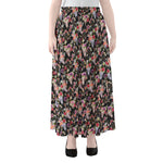 Boho Deer Skull Pattern Print Chiffon Maxi Skirt